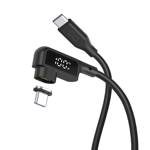 CIO(シーアイオー) CIO-SLLMG-SC-CC2-BK L字 CtoC 2m 液晶ディスプレイ付きマグネットシリコンケーブル ブラック