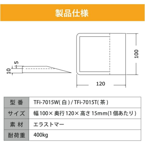 タツフト TFi-7015W 冷蔵庫キズ凹み防止ゴムマット 白 高さ10mm 耐荷重400kg 4個合計 4個入り