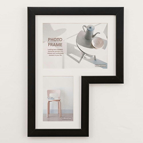 ↑↑↑正確な在庫状況は上記バナー「在庫状況を確認する」をクリックして頂き、必ずご確認ください。&nbsp;&nbsp;&nbsp;■軽量の樹脂フレーム■Vマットを使用した多窓タイプ/複数の写真や絵を飾れます■組み合わせて飾ったL型フレームが部屋のアクセントになりますFSP115D規格：多窓フレーム外形寸法：タテ334×ヨコ248×厚み11mm本体重量：285gマット窓：2窓マット窓寸法：2L窓(168 × 117mm)/ L窓(79 × 117mm)フレーム素材：樹脂製(再生PS)(フィルム貼)透明板：PET(0.4mm厚)その他仕様：　吊り金具　吊り紐付複数の写真や絵を組み合わせて飾れる多窓額