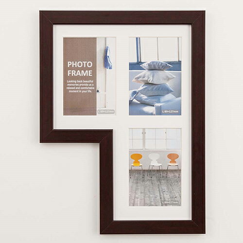 ↑↑↑正確な在庫状況は上記バナー「在庫状況を確認する」をクリックして頂き、必ずご確認ください。&nbsp;&nbsp;&nbsp;■軽量の樹脂フレーム■Vマットを使用した多窓タイプ/複数の写真や絵を飾れます■組み合わせて飾ったL型フレームが部屋のアクセントになりますFSP116BR規格：多窓フレーム外形寸法：タテ334×ヨコ248×厚み11mm本体重量：285gマット窓：3窓マット窓寸法：L窓(79 × 117mm)フレーム素材：樹脂製(再生PS)(フィルム貼)透明板：PET(0.4mm厚)その他仕様：　吊り金具　吊り紐付複数の写真や絵を組み合わせて飾れる多窓額