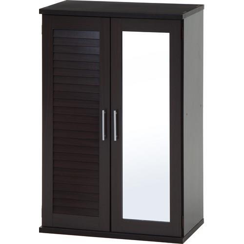不二貿易 【組立品】ルーバー&ミラー付きシューズボックス60幅 BR 不二貿易 【組立品】ルーバー&ミラー付きシューズボックス60幅 BR