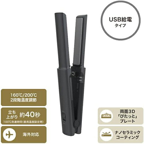 テスコム(TESCOM) TS310A-H メタリックグレー USB モバイル ヘアアイロン