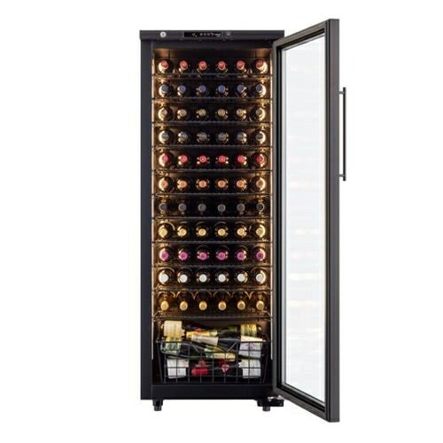 【標準設置料金込】フォルスター(forster) ST-209G BK ロングフレッシュ 日本製ワインセラー 74本収納 右開き 傾斜ラック標準装備 酷暑対応 省エネモデル ブラック