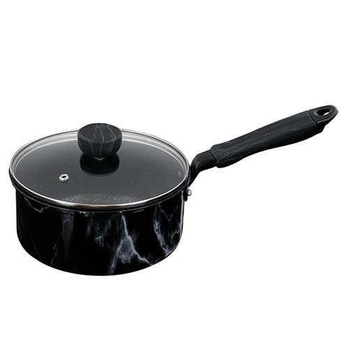 Ih Incompatible - ベストコ NX-151(ブラック) 片手鍋 18cm ソースパン IH ガス火対応 大理石柄 MARBLE KITCHEN