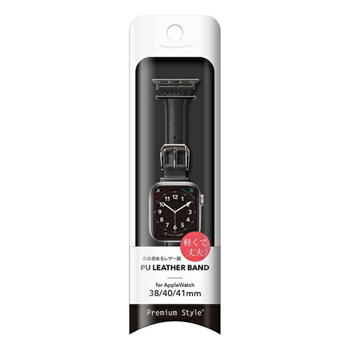 PGA PG-AW41PU01BK(ブラック) Apple Watch 41/40/38mm用 PUレザーバンド