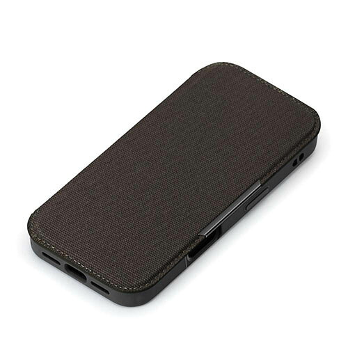 PGA　iPhone 16 Pro(6.3インチ) ガラスフリップケース Premium Style キャンバス/チャコールグレー　PG-24BGF07GY