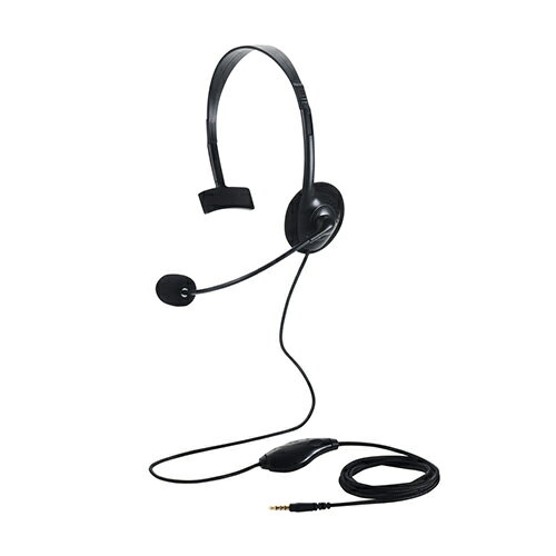 ECカレントのエレコム(ELECOM) HS-HP14MTBK 片耳小型有線オーバーヘッドセット φ3.5mm4極ミニプラグ|詳細画像