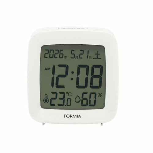 クレファー HT-042WH ホワイト フォルミア 置き目覚まし時計 温度 湿度 日付 曜日 ...