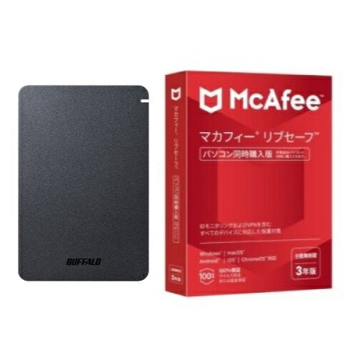 HD-PGF4.0U3-GBKA(ブラック) ポータブルHDD 4TB USB3.1(Gen1) /3.0/2.0接続 耐衝撃 + マカフィー リブセーフ 3年 同時購入版