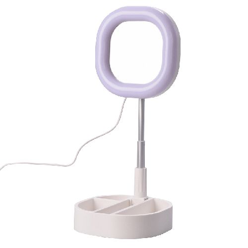 エツミ VE-2284-W ホワイト VLOG キャワミライト スクエア LEDリングライト 折りたたみ ミラー付き VE2284W