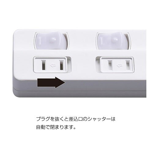 ナカバヤシ TAP-046-20W ホワイト 安全機能搭載スイッチ付OAタップ/3個口/2m TAP04...