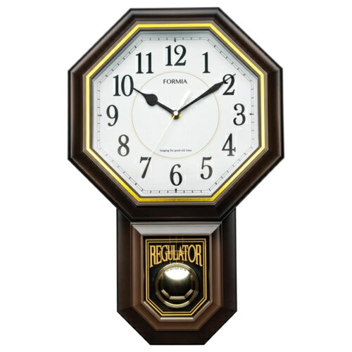 保土ヶ谷電子販売 HWC-Y027W-BR(ブラウン) アナログ振り子 掛け時計 Formia(フォルミア) チャイム 時報 見やすい 連続秒針