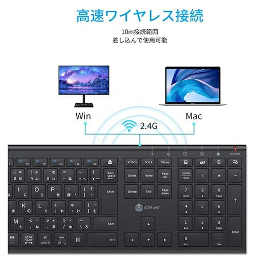 ��������С�(iClever) GKJ35B �֥�å� �磻��쥹�����ܡ��� ���ܸ�����