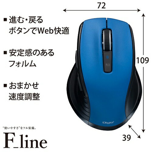 ナカバヤシ MUS-BKF228BL(ブルー) F_line Bluetooth静音5ボタンBlueLEDマウス