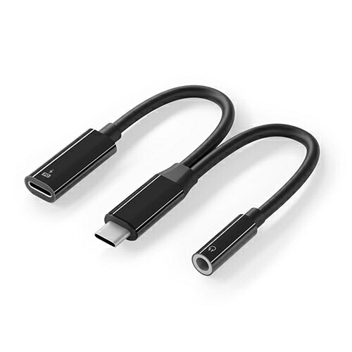 PGA PG-35CCHG01BK USB-C充電ポート付 3.5mm to USB-C イヤホン変換アダプタ PG35C...