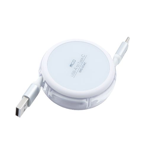 ミヨシ SRC-01ACW(ホワイト) からみにくいコードリールケーブル USB-A to C 最大約1m