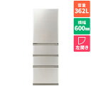 【標準設置料金込】【長期保証付】アクア(AQUA) AQR-S36RL-N(ブライトシャンパン) FREEZIA+ 4ドア冷蔵庫 左開き 362L 幅600mm