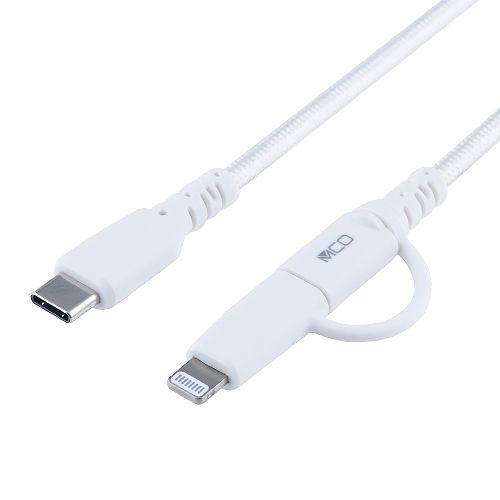ミヨシ SCL-AD01W ホワイト Lightningアダプタ付きUSB PDケーブル 0.15m SCLAD01W