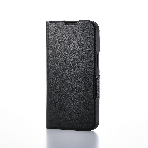 エレコム(ELECOM) PM-A25SPLFUBK ブラック iPhone 16e ケース レザー 手帳型 マグネット 衝撃吸収 超軽量 薄型 スタンド機能付(2)