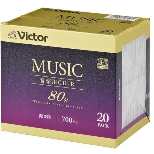 ビクター(Victor) AR80FP20J5 Victor 音楽用 24倍速 CD-R 20枚パック 700MB 80分