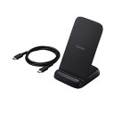 エレコム(ELECOM) W-QS11BK(ブラック) ワイヤレス充電器 Qi認証 充電スタンド 12W / 10W / 7.5W / 5W 高速充電 横置き/縦置き|詳細画像