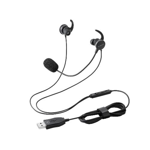 Sound-Isolating Type - エレコム(ELECOM) HS-EP21SUBK(ブラック) ヘッドセット 有線 USB 接続 カナル型 マイク付き 高音質 音量調整 ミュート機能