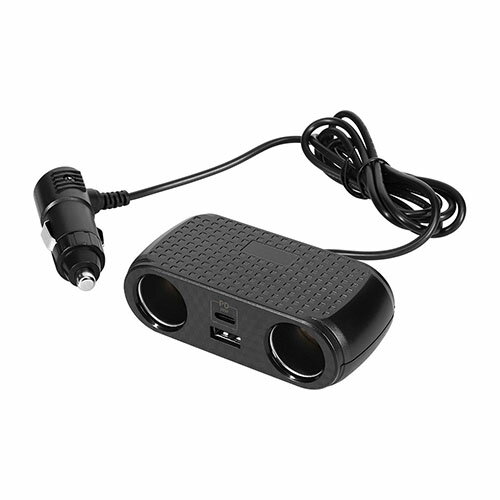オウルテック(OWLTECH) OWL-CCUCD2C2-BK ブラック 2ポート /USB Power Delivery対応ケーブル型車載充電器 2穴+Type-A+Type-C/PD30w 分配器