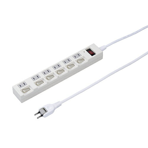 ヤザワ Y02BKS671WH ホワイト 個別集中スイッチ付節電タップ6個口1m Y02BKS671WH