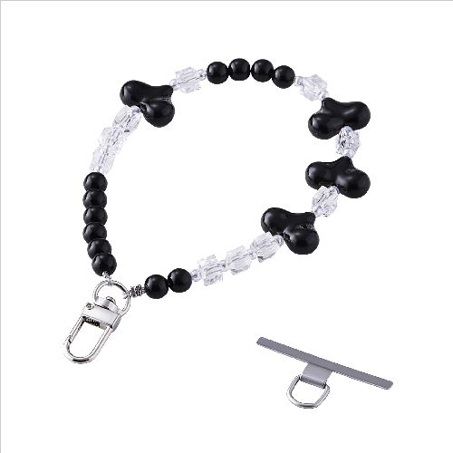 エレコム(ELECOM) P-STHBEHBK ブラック スマホストラップ ハートビーズ ハンドストラップ 手首 落下防止 かわいい おしゃれ iPhone/Android対応