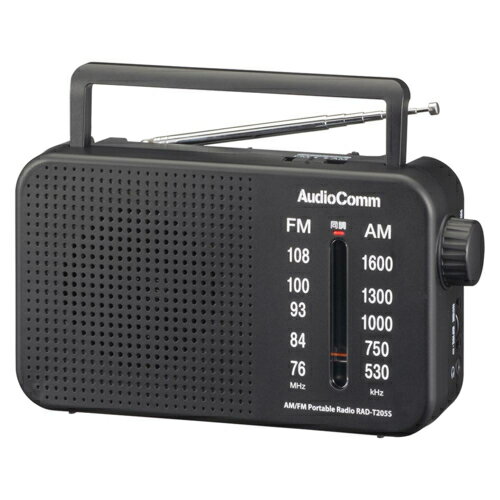 �������ŵ�(OHM) RAD-T205S-K �֥�å� AudioComm AM/FM�ݡ����֥�饸�� 03-0985