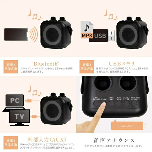ゼピール ZEPEAL ZQS-10KB モバイルスピーカー モバカラ マイクも2本付 Bluetooth...