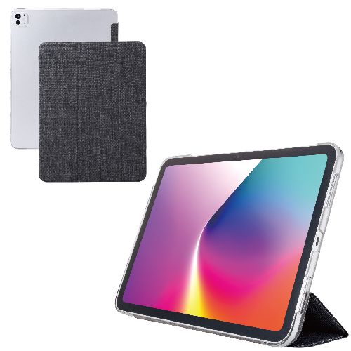 Other - エレコム(ELECOM) TB-A25PLWVCBK ブラック iPad Pro ケース 13インチ M4 ファブリックフラップ 2アングル スタンド 軽量 薄型 背面クリア