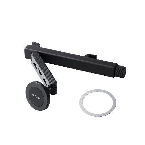 エレコム(ELECOM) P-CARS17BK ブラック スマホホルダー 車 後部座席用 MagSafe対応 強力N52磁石 ヘッドレスト固定 ホルダー360°回転 全機種対応