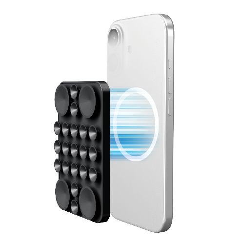 エレコム(ELECOM) P-TKPTMAG01BK ブラック スマホホルダー 吸盤 MagSafe対応 iPhone用 強力固定 動画視聴 自撮り 壁鏡ガラス貼付 シリコン コンパクト