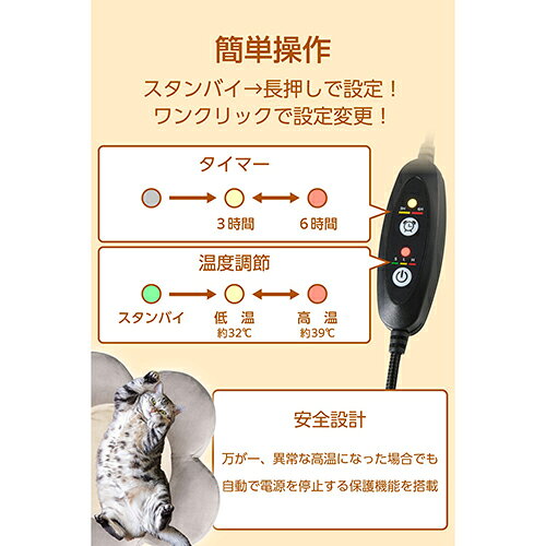 エレコム(ELECOM) PET-HC02GY ブルーグレー ペットヒーター クッション 犬 猫 ベッ...