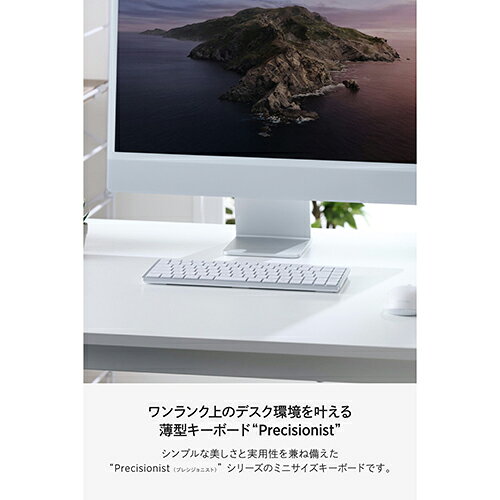 ECカレントのエレコム(ELECOM) TK-PN1075MPWH ホワイト テンキーレス ワイヤレスキーボード Bluetooth & 無線2.4GHz両対応 日本語配列 超薄型 充電式 Precisionist｜アングル2