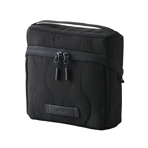 エレコム(ELECOM) BMA-QTGPSBK ブラック ガジェットポーチ 大容量 自立型 ハンドル付き 撥水 キルティング デスクオーガナイザー 収納ケース