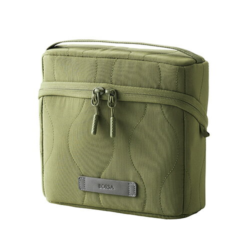 エレコム(ELECOM) BMA-QTGPSGN カーキ ガジェットポーチ 大容量 自立型 ハンドル付き 撥水 キルティング デスクオーガナイザー 収納ケース