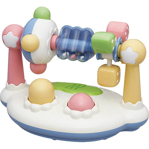 ↑↑↑正確な在庫状況は上記バナー「在庫状況を確認する」をクリックして頂き、必ずご確認ください。&nbsp;&nbsp;&nbsp;■対象年齢：10ヶ月〜■単3乾電池3本使用（別売）■ST合格品赤ちゃんの大好きなクルクル遊び！ユニークな形のボード型おもちゃ。クルクル回したり、押したりするとゆかいな音がして星がピカピカ光ります。簡単な操作で音と光の反応が楽しめるおもちゃです。　