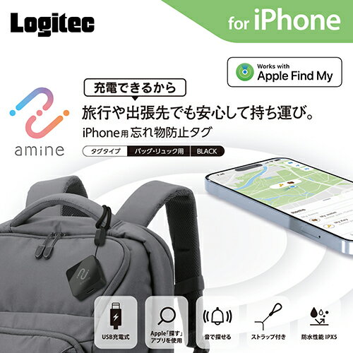 ロジテック(LOGITEC) LGT-UCTG1BKA ブラック スマートタグ 紛失防止タグ AirTag代...