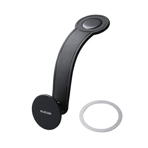 エレコム(ELECOM) P-CARS15BK ブラック スマホホルダー 車 MagSafe対応 強力N52磁石 面ファスナー式 ダッシュボード固定 360°回転 全機種対応
