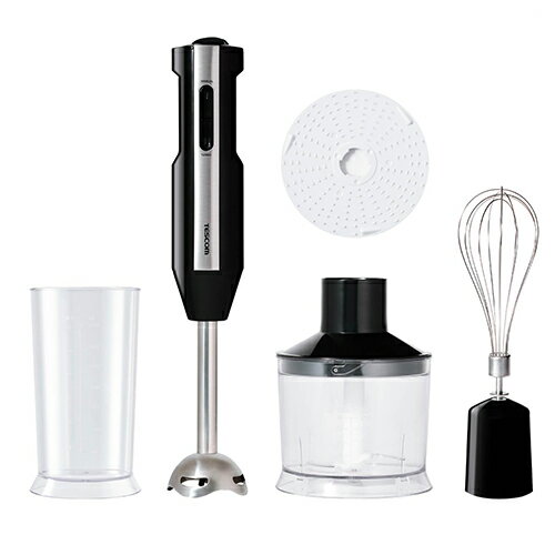 テスコム(TESCOM) TBL50A-K ブラック ハンドブレンダー 離乳食 スムージー 氷も砕ける 1台6役 チョッパー おろし 泡立て 400W 無段階速度調整