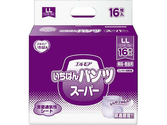 ↑↑↑正確な在庫状況は上記バナー「在庫状況を確認する」をクリックして頂き、必ずご確認ください。&nbsp;&nbsp;&nbsp;長時間使用するあなたに！パワフル吸収体で尿をたっぷり吸収し、長時間の装着も安心です。クロスライク全面通気性シートを使用し、ムレやカブレを防止。消臭ポリマーのはたらきで、しっかり尿のニオイを閉じ込める。●LLサイズ●ヒップサイズ：約90〜125cm●吸収回数の目安：1回の排尿量を150mlとして排尿約4回分（約600cc）●入数：16枚●医療費控除対象品※メーカーの都合により、パッケージ・仕様等は予告なく変更になる場合がございます。　