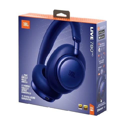 ECカレントの【長期保証付】JBL(ジェイ ビー エル) JBL LIVE780NC BLU ブルー Bluetoothワイヤレスヘッドホン オーバーヘッド型 2種類のノイズキャンセリング JBLLIVE780NCBLU｜アングル2