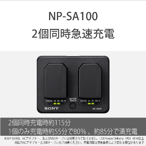ソニー(SONY) BC-SAD1 バッテリーチャージャー NP-SA100専用 2個同時に急速充電