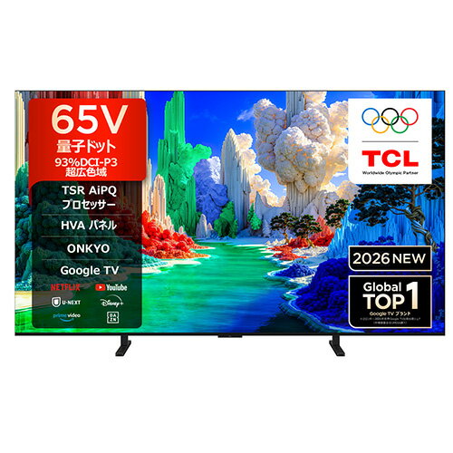 【標準設置料金込】TCL(ティーシーエル) 65A400 65V型 4K 量子ドットQLED液晶テレ...