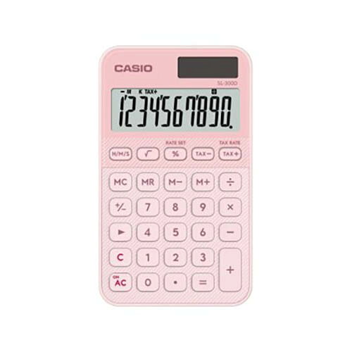 CASIO(カシオ) SL-300D-LP-N ライトピンク 電卓 手帳サイズ 10桁 税計算 ルート計算 時間計算 手帳ケース付