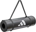 adidas(アディダス) トレーニングマット/ヨガマット 10mm 厚め 幅広 耐久性 滑り止め キャリーストラップ付き ADMT-12235BKブラック