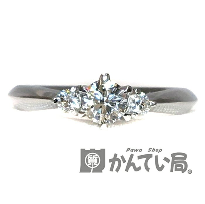 【中古】 Pt900 ダイヤモンド 0.305ct 1粒 リング メレ プラチナ ダイヤ エンゲージ 婚約指輪 12号 鑑定書 約3.9g 【USED-SA】