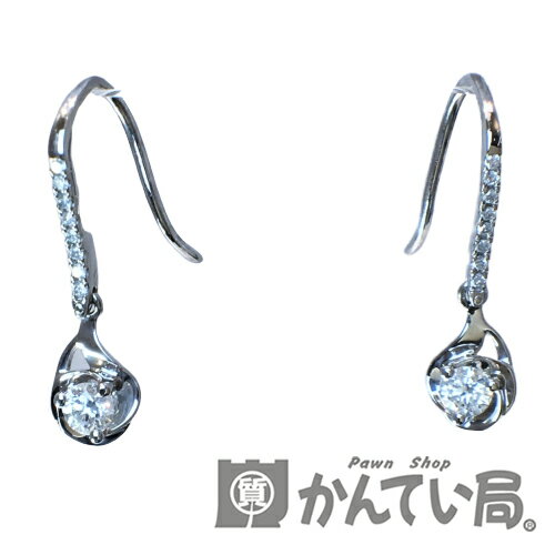 注目ブランド Pt900 ダイヤモンド ピアス 0.3ct 揺れる フック しずく ...